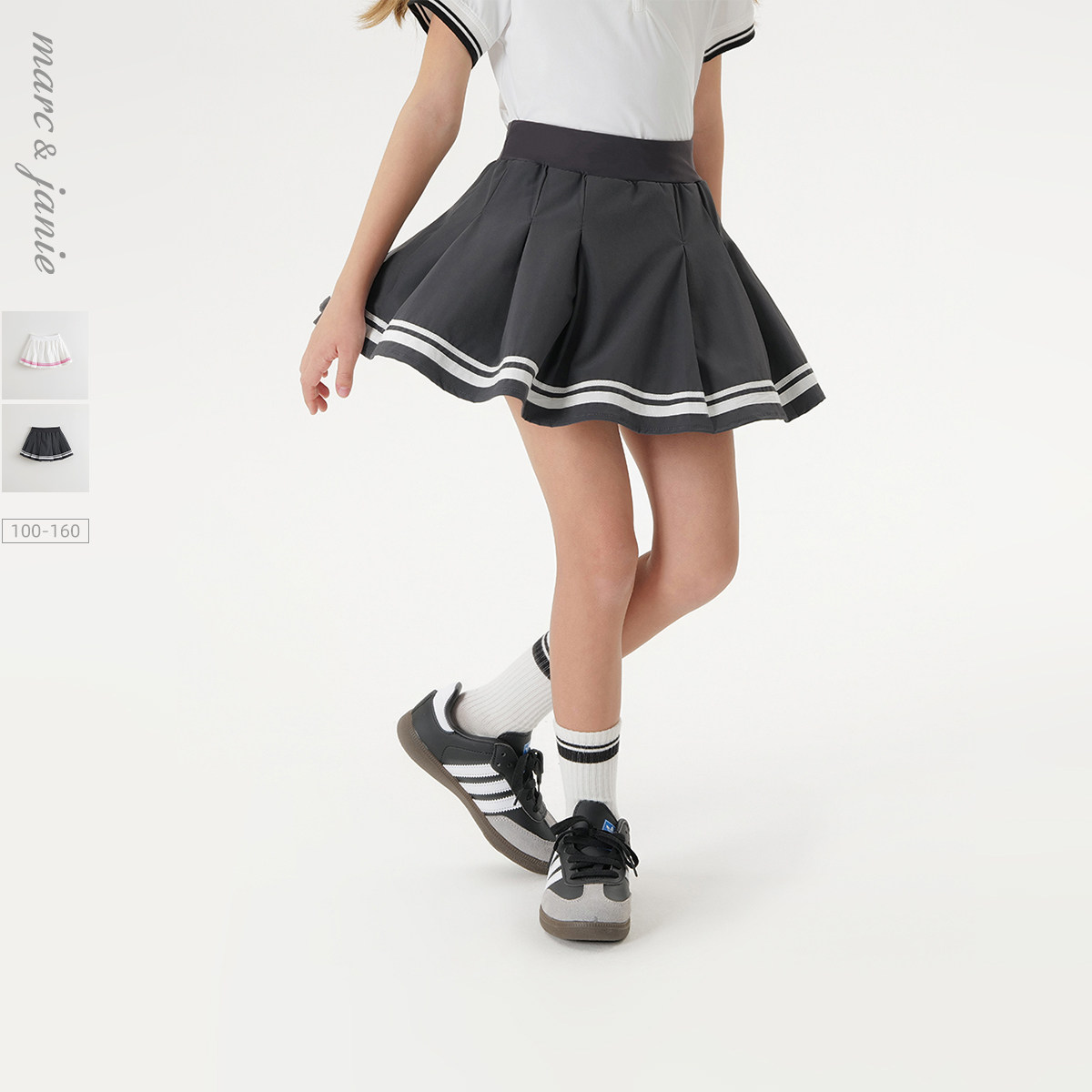 马克珍妮女童网球运动百褶短裙儿童裙裤透气半身裙夏装新款55062