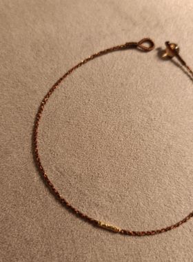 店主乱编18K纯金路路通小管低调咖色系很细的小闪闪手工编织手绳