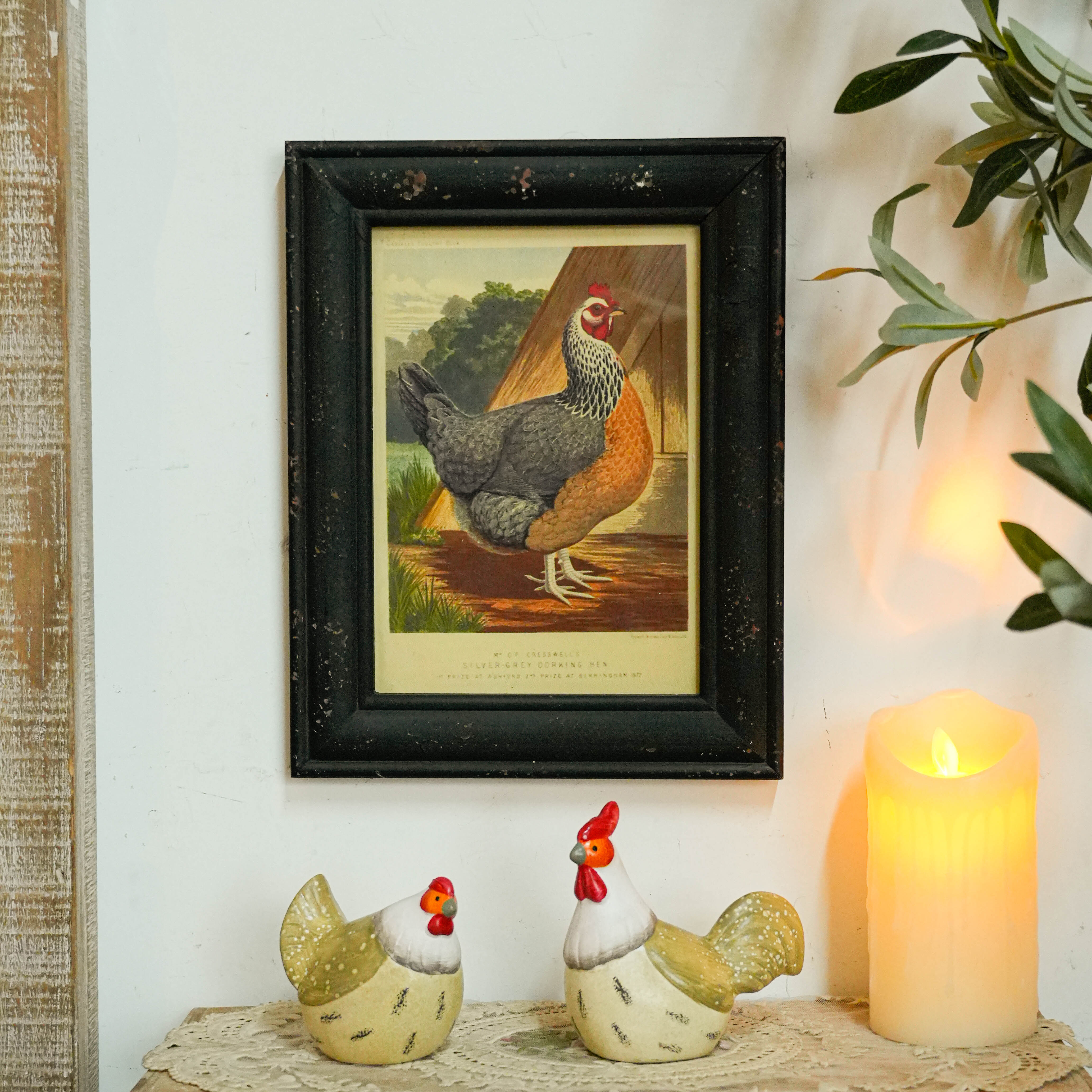 复古黑框鸡的装饰画客厅玄关小众艺术高级感壁画