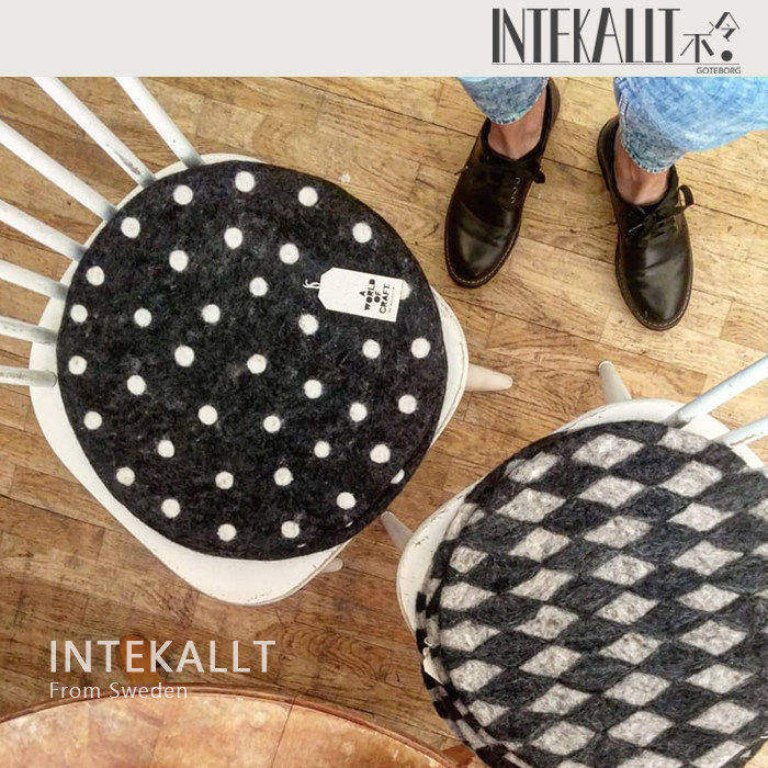 瑞典进口|羊毛毛毡棋盘格坐垫复古北欧ins手工菱格点点圆形几何