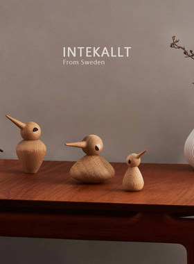 北欧ArchitectMade木质摆件美人鱼大小企鹅小鸟饰品桌面客厅摆件