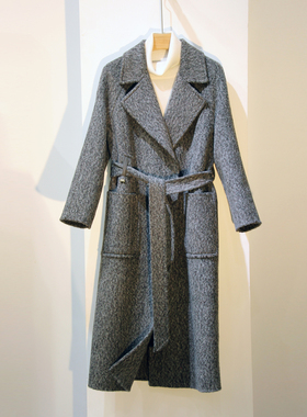 2025冬新款双面呢羊绒大衣女中长款过膝西装领羊毛呢子外套15819