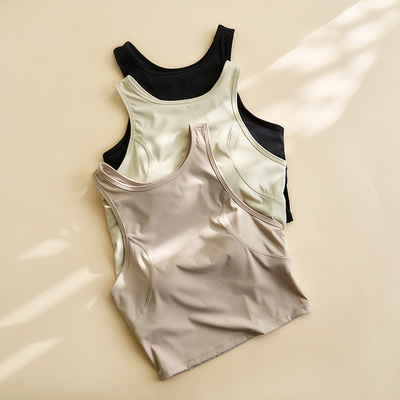 哈夫 HOLF轻运动系列圆领背心款 高弹透气带胸垫裸感美背心文胸女