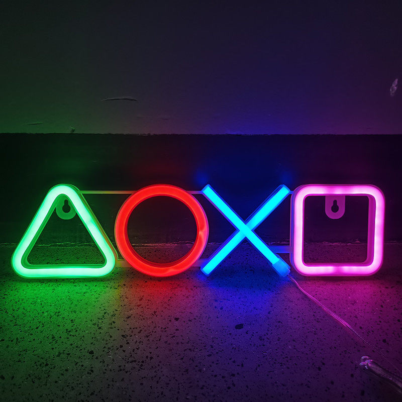 LED游戏PS4手把霓虹灯造型彩灯网红电竞房间装饰挂墙氛围灯节日布
