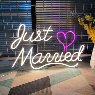 爱心霓虹灯Just 饰灯字母造型灯派对气氛灯外贸 married婚礼表白装
