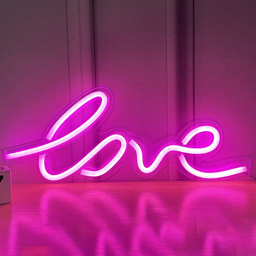 背板霓虹 LOVE 粉红色 Love 壁灯 USB供电爱灯 酒吧派对情人节