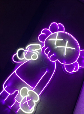 造型霓虹灯曼卡斯mand kaws暴力熊网红拍照背景墙霓虹装饰灯跨境