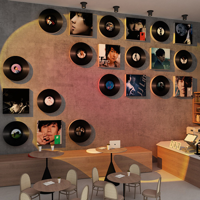 网红林俊杰黑胶唱片专辑装饰墙面贴画咖啡厅馆奶茶店氛围布置摆件