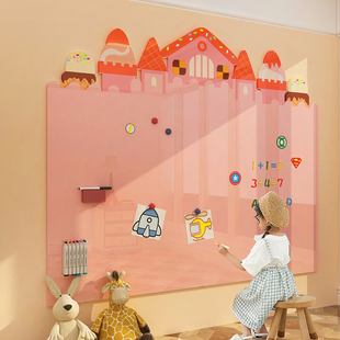 儿童区房间布置公女孩卧室墙面装饰床头涂鸦创意贴板画家用黑板