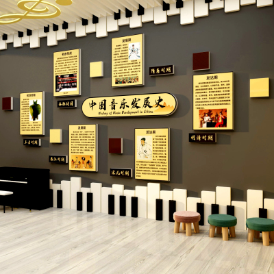 音乐教室布置装饰画中国发展史琴行机构文化墙面环创材料区幼儿园