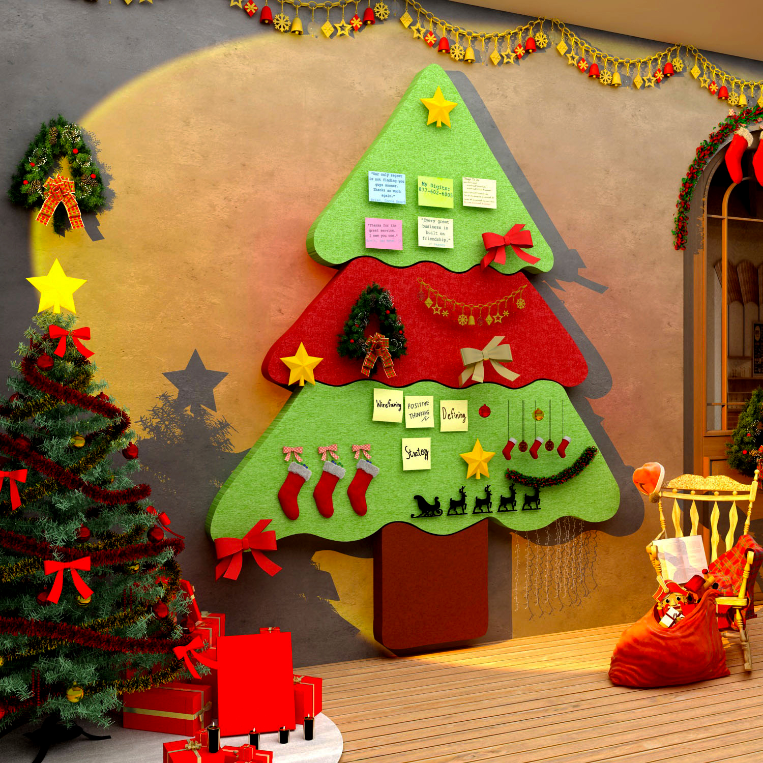 网红打卡圣诞节墙面装饰品留言毛毡拍照区布置背造场景新年贴纸画