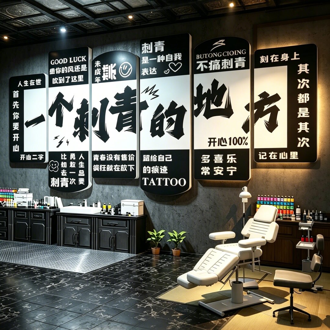 网红纹身店刺青工作室装饰墙贴