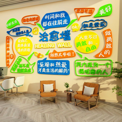 情绪稳定心理角咨询室布置灵驿站装饰健康文化治疗愈系空间墙面贴