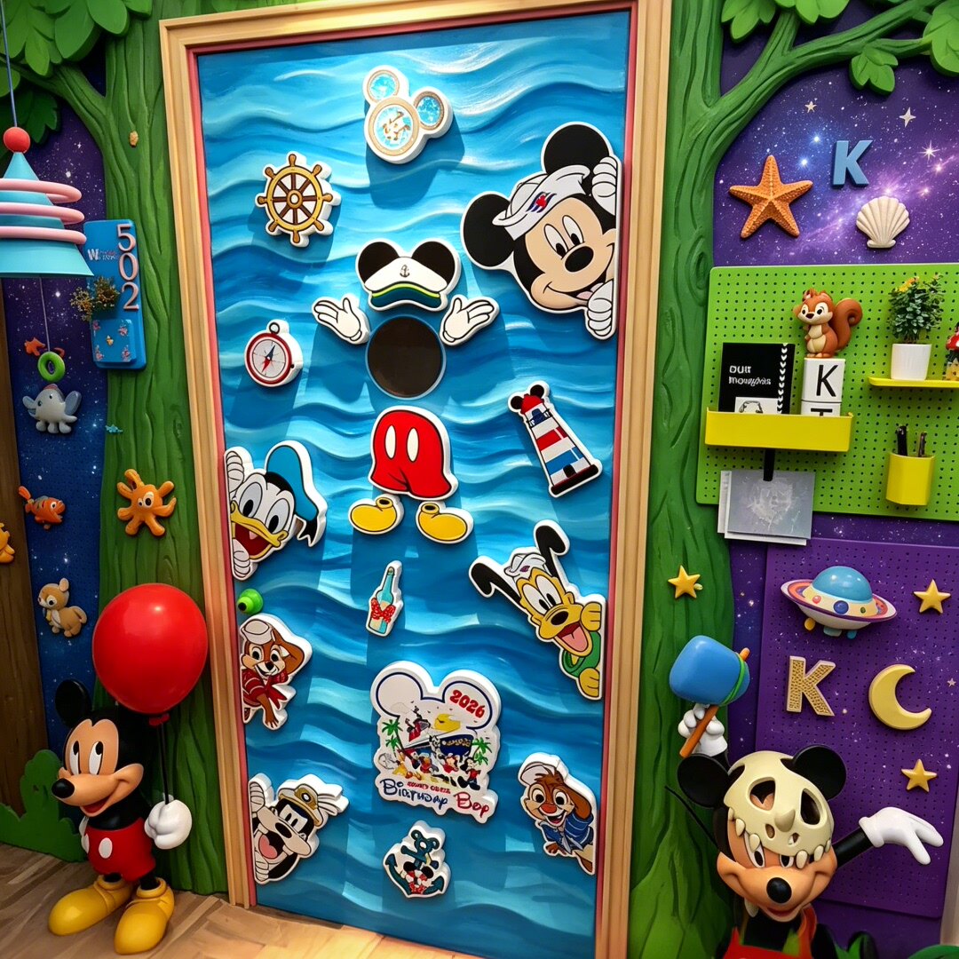 disney迪士尼邮游轮门牌贴纸米奇卧室儿童房间布置装饰入户卧室画