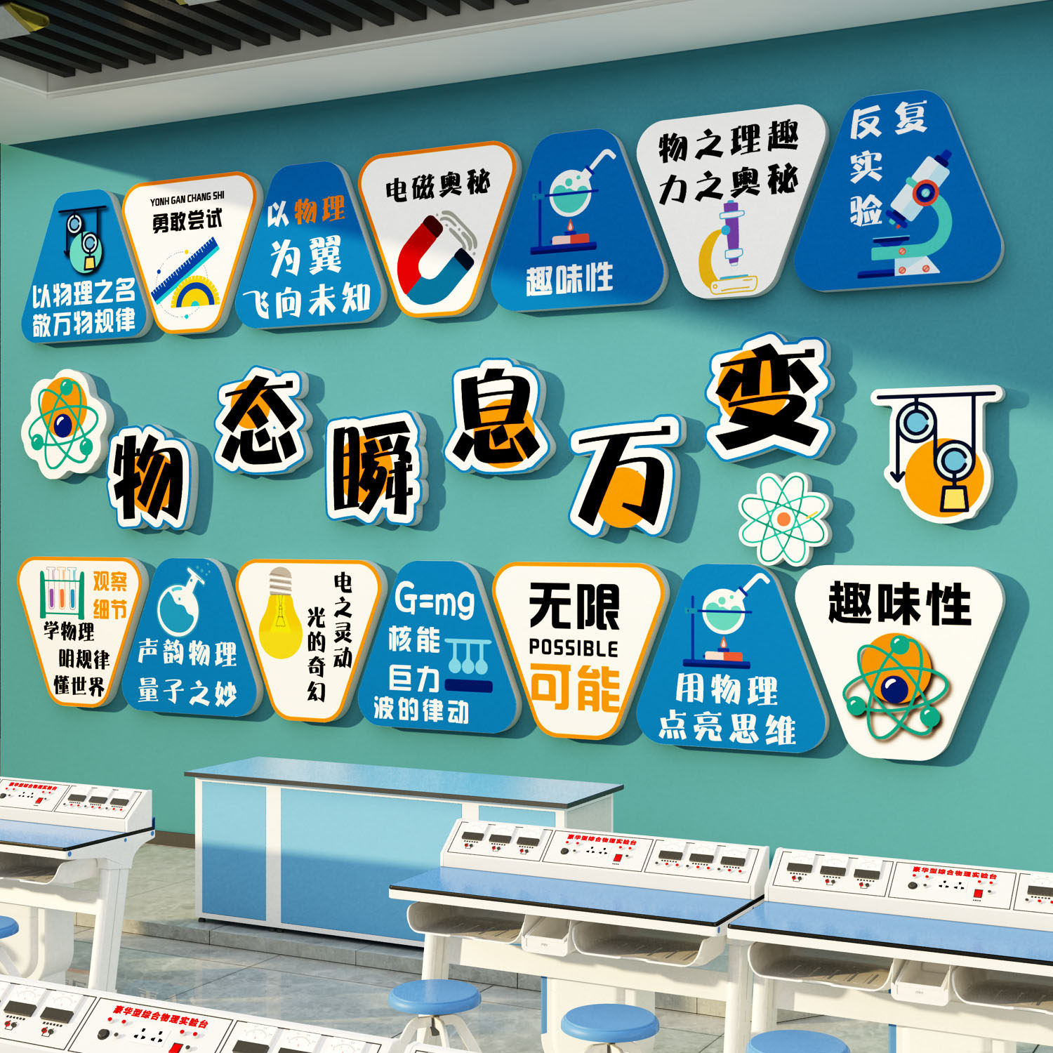 物理化学实验室背景墙面装饰教室布置班级文化黑板贴纸挂画标语