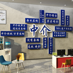 房地产屋中介前台广告贴纸门店公司文化背景墙面布置装饰形象挂画