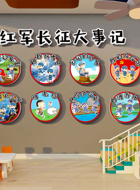 幼儿园环创爱国故事氛围主题布置红色军长征精神文化墙装饰贴成品