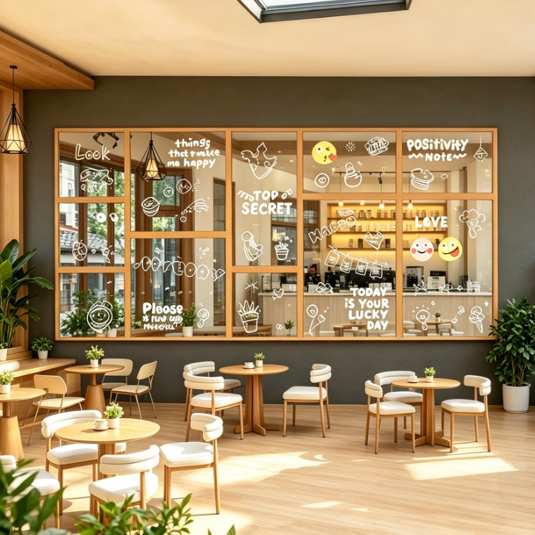 网红打卡涂鸦镜面墙贴咖啡奶茶店