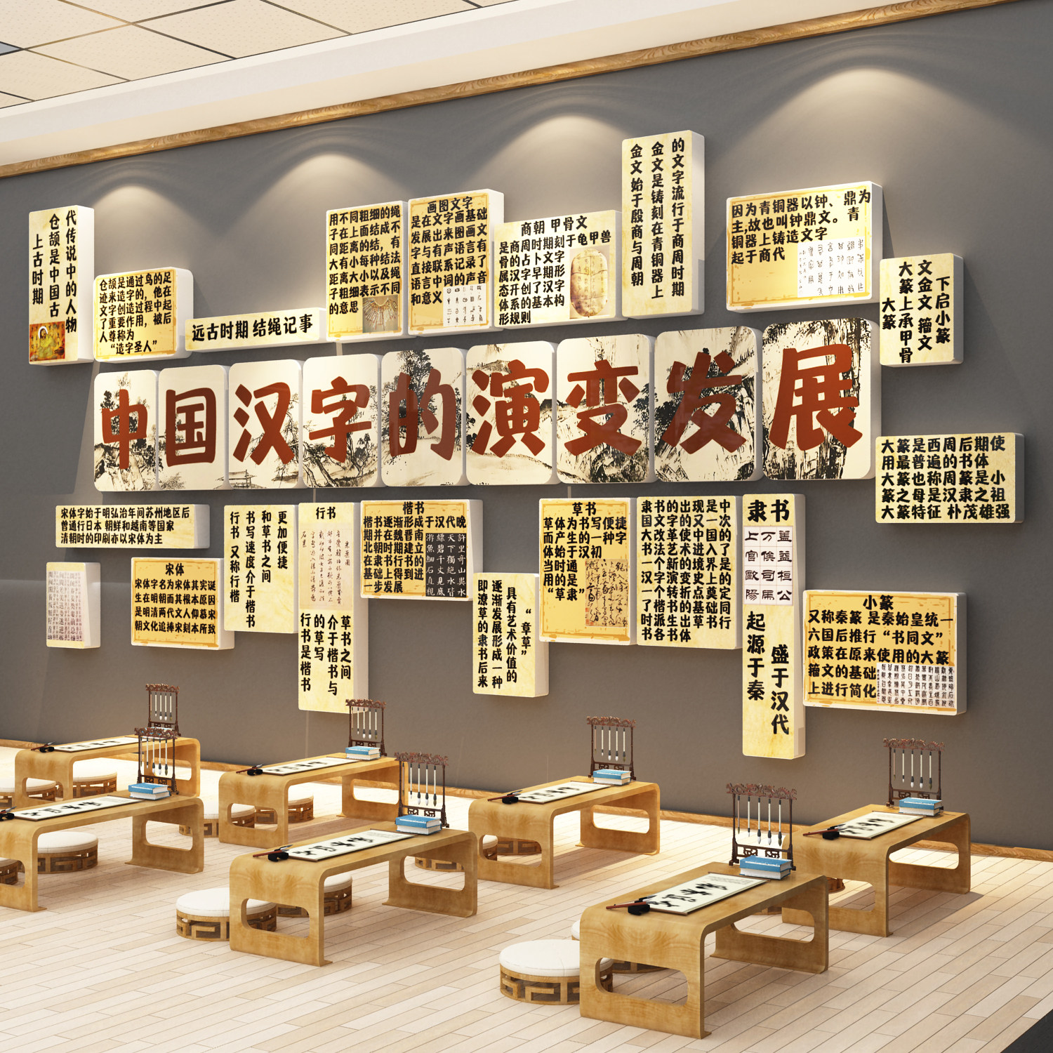 书法教室墙面装饰培训班培训机构氛围布置贴中国汉字演变文化环创,家居饰品,文化墙贴,淘宝优惠券,粉丝福利购,淘宝优惠卷