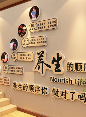 养生店装饰挂画中医艾灸馆文化形象氛围布置美容院背景墙面高级感