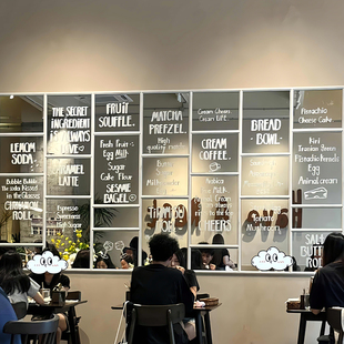 网红打卡涂鸦镜子墙面装饰画咖啡角店馆厅氛围布置拍照区造背景