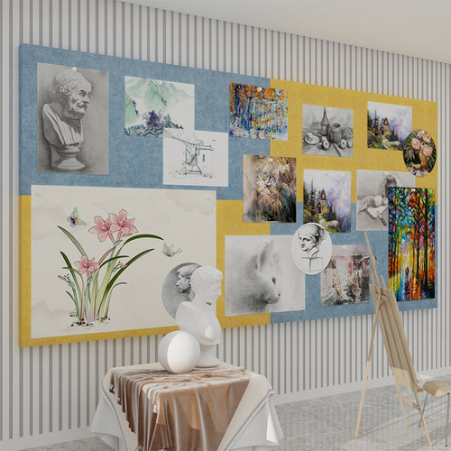 毛毡作品栏墙贴展示画室