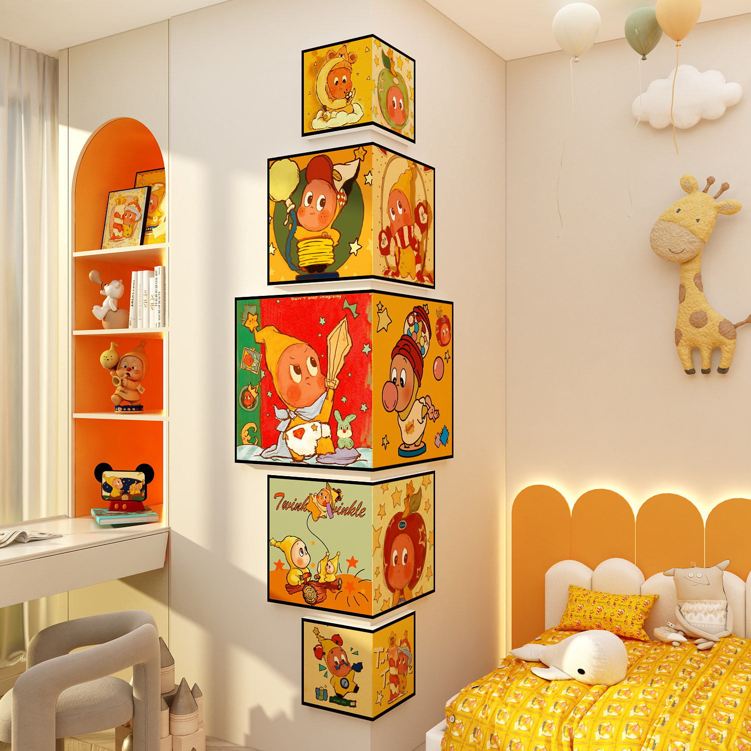 儿童房间布置公主风卧室床头贴纸挂画星人环创墙面拐转角遮丑装饰,家居饰品,软装墙贴,淘宝优惠券,粉丝福利购,淘宝优惠卷