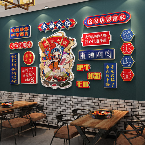 火锅饭店墙面布置装饰纸