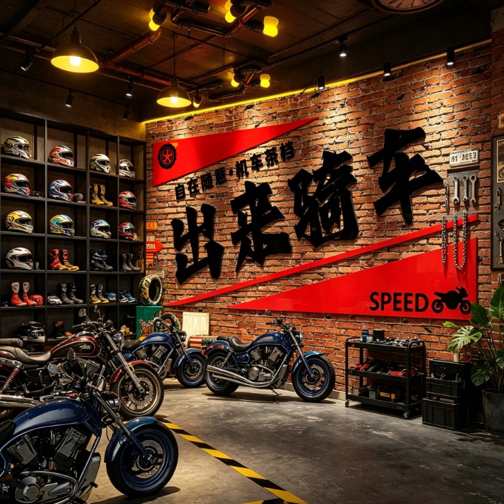 机车店网红打卡拍照区墙贴海报