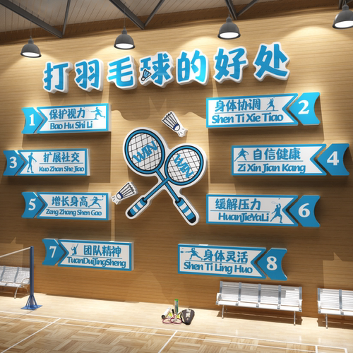 羽毛球馆室文化墙面装饰挂画网红励志标语打球的好处海报背景贴纸