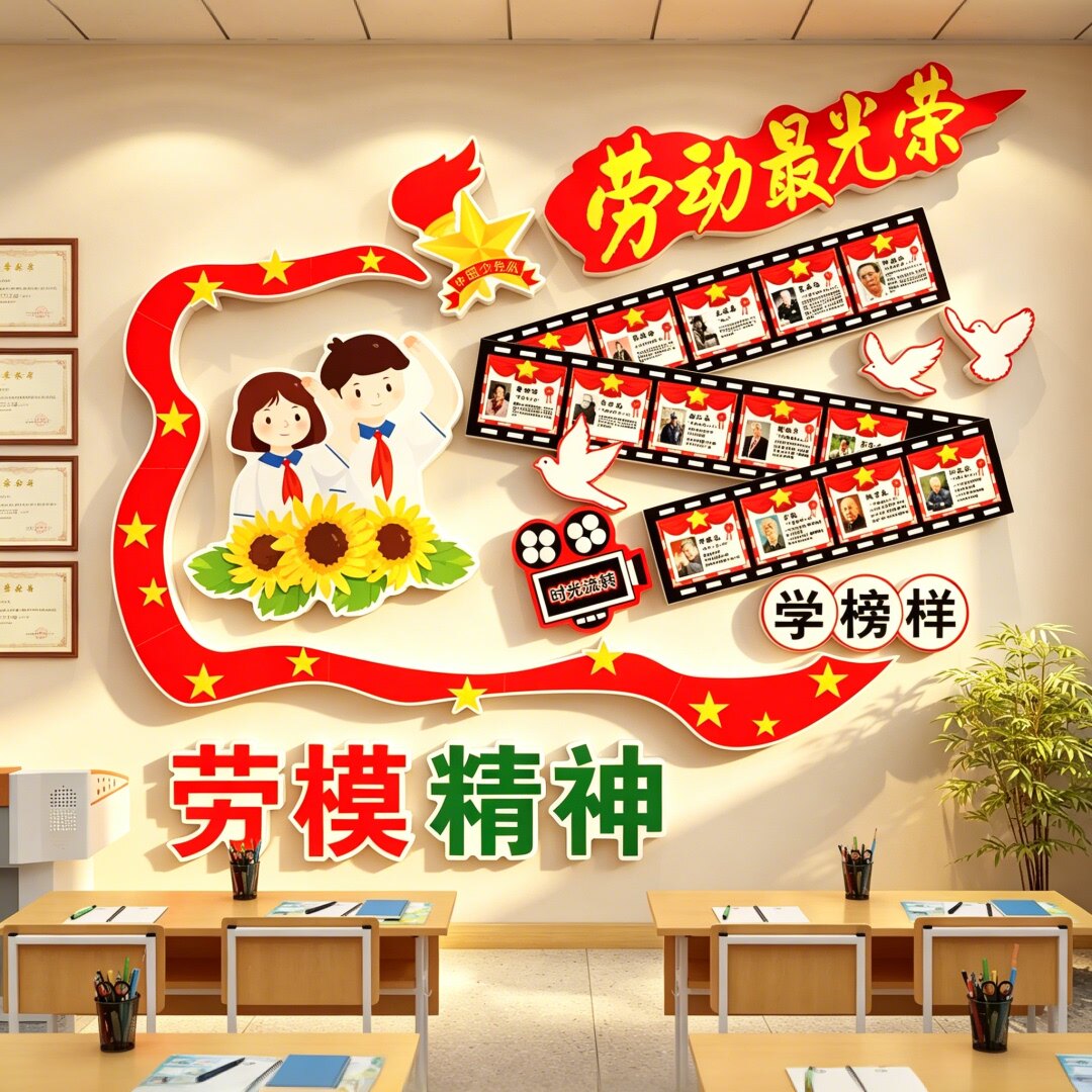 五一劳动节黑板报墙贴幼儿园