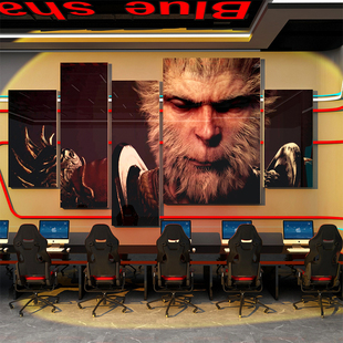 网红电竞房间布置黑悟空墙面装 饰吧咖海报创意挂画改造背景贴纸