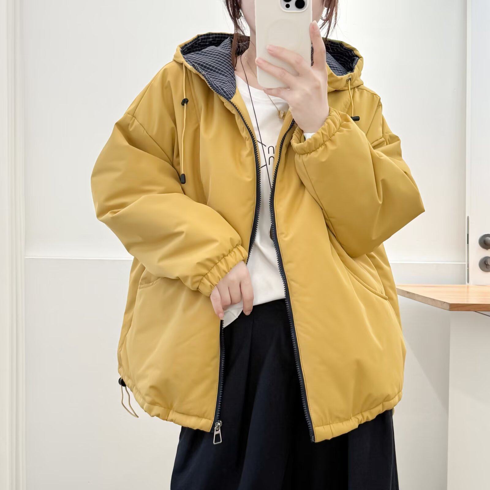 280斤大码女显瘦保暖连帽棉衣