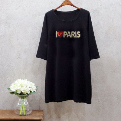 300斤特大码女夏中长款棉中袖T恤