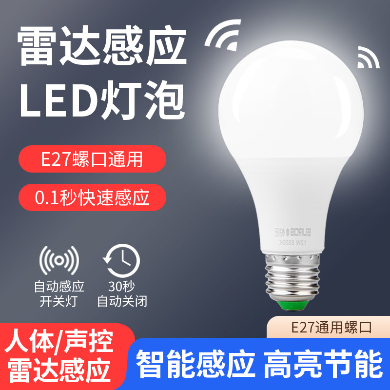雷达控声光控E27螺口LED感应灯泡图片