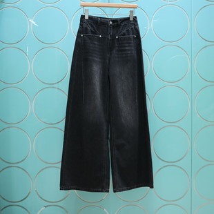 MRER莫乂义    专柜正品春季新款高腰显瘦直筒微阔牛仔裤R5A72311