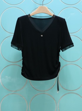 MRER莫乂义 专柜正品夏季新款V领缎面设计感系带设计上衣R4B80363