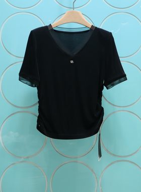 MRER莫乂义 专柜正品夏季新款V领缎面设计感系带设计上衣R4B80363