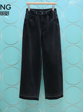 YSING衣香丽影专柜正品2025冬季新款加绒做旧磨破牛仔裤141116808