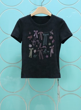 MRER莫乂义 专柜正品夏季新款简约百搭印花圆领显瘦T恤女R5C82568
