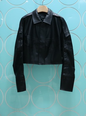 MRER莫乂义 专柜正品春季新款休闲风时尚短款PU皮外套女R5A32122