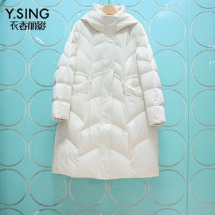 YSING衣香丽影专柜正品2025冬季新款抽绳收腰连帽羽绒服141037516