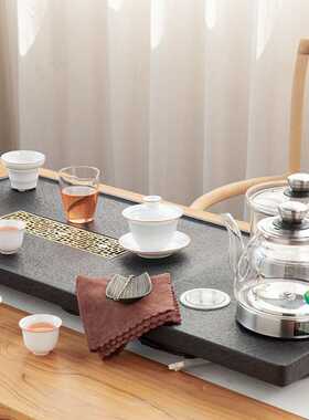 乌金石茶盘茶具套装全自动上水茶台烧水壶带电磁炉茶海电磁炉茶盘