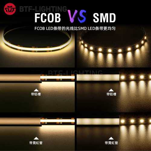 12V双色温COBLED灯带冷暖白防水CCT调光柔性FCOB室内24V氛围灯条
