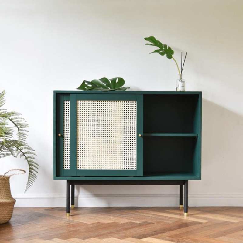 北欧实木藤编餐边柜 现代简约厨房储物茶水柜轻奢客厅储物收纳柜