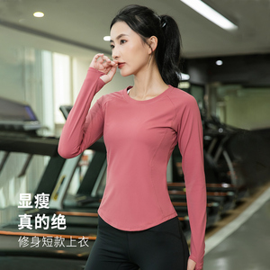 网红高级感瑜伽服上衣女秋冬紧身速干健身长袖普拉提晨跑步服加厚