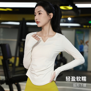 瑜伽服女秋季压褶新款专业跑步运动健身上衣网红爆款普拉提训练服