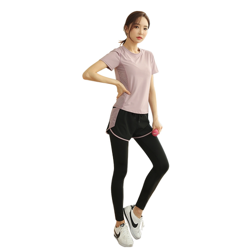 高端健身服运动速干衣套装女夏季透气短袖健身房晨跑步专业瑜伽服