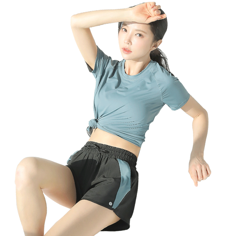 女夏速干健身运动跑步服短裤套装