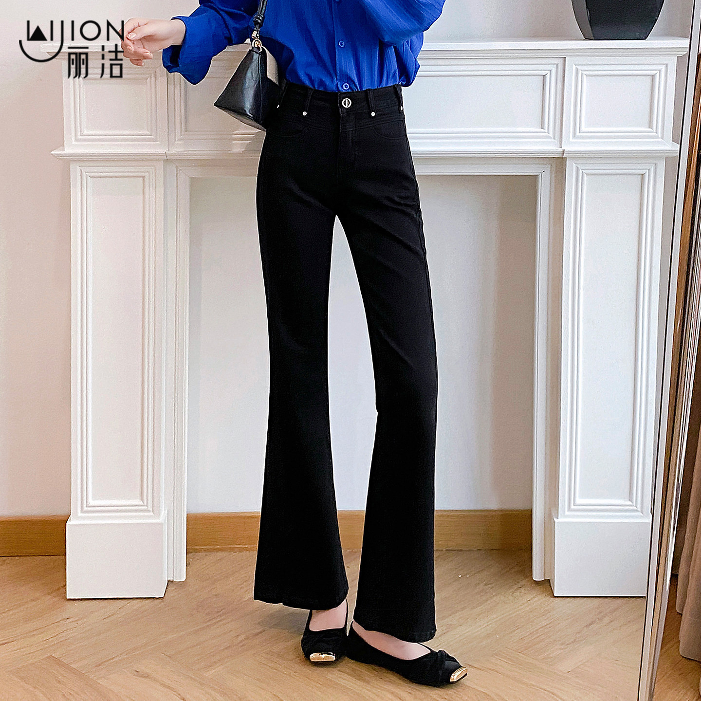 黑色微喇牛仔裤子女春季2026年新款美式风修身显瘦小个子喇叭裤子